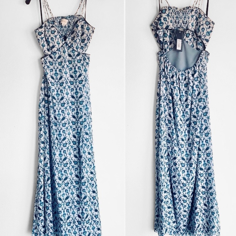 Sachin + Babi Cut-Out Maxi Dress Size 2 Blue White Deep V-Neck Maxi Dress NWT - Picture 8 of 12